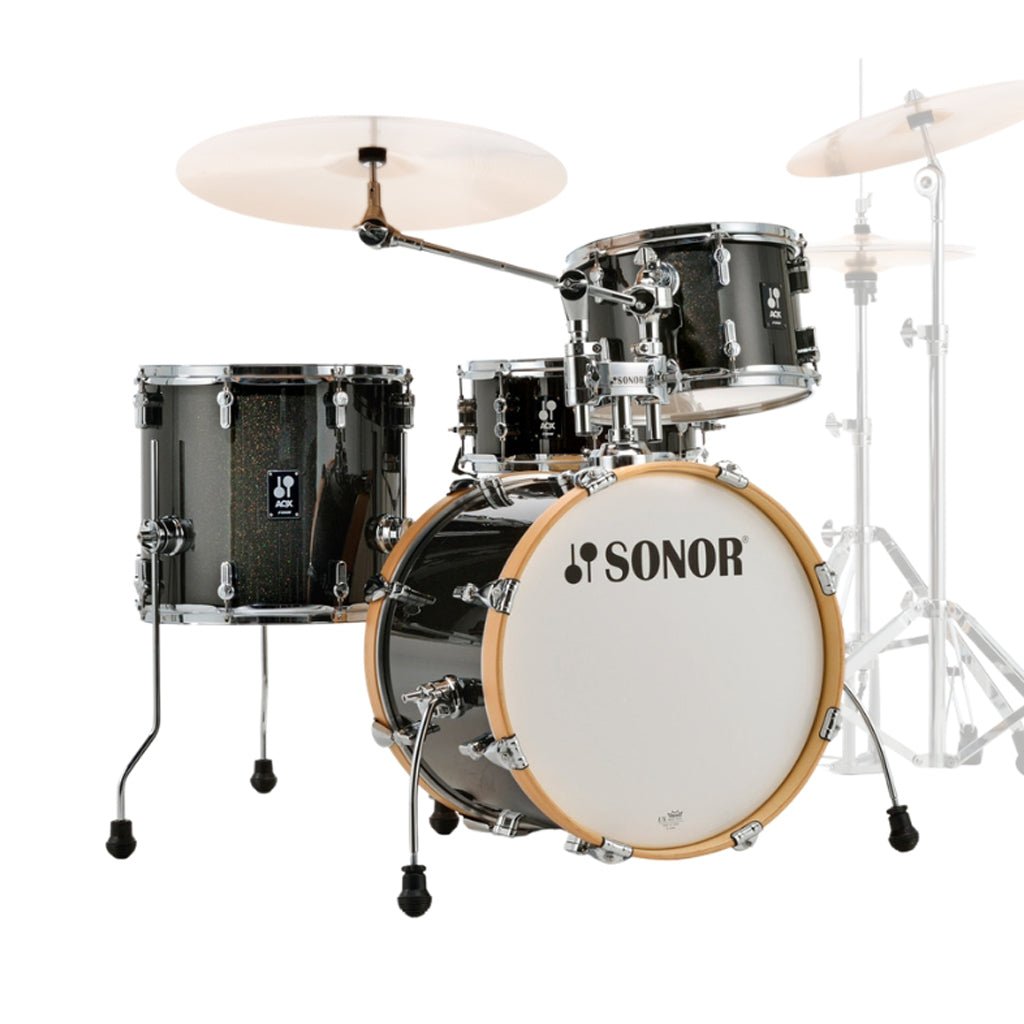 Sonor AQX Series Jazz 4-Piece Drum Set - Black Midnight Sparkle Acoustic Drums Sky Music