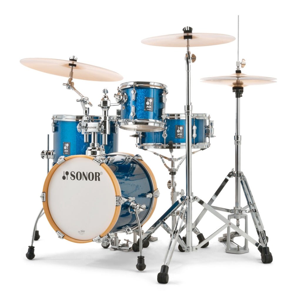 Sonor AQX Series Micro 4-Piece Shell Pack, Blue Ocean Sparkle Acoustic Drums Sky Music