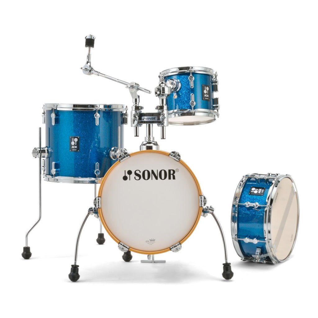 Sonor AQX Series Micro 4-Piece Shell Pack, Blue Ocean Sparkle Acoustic Drums Sky Music
