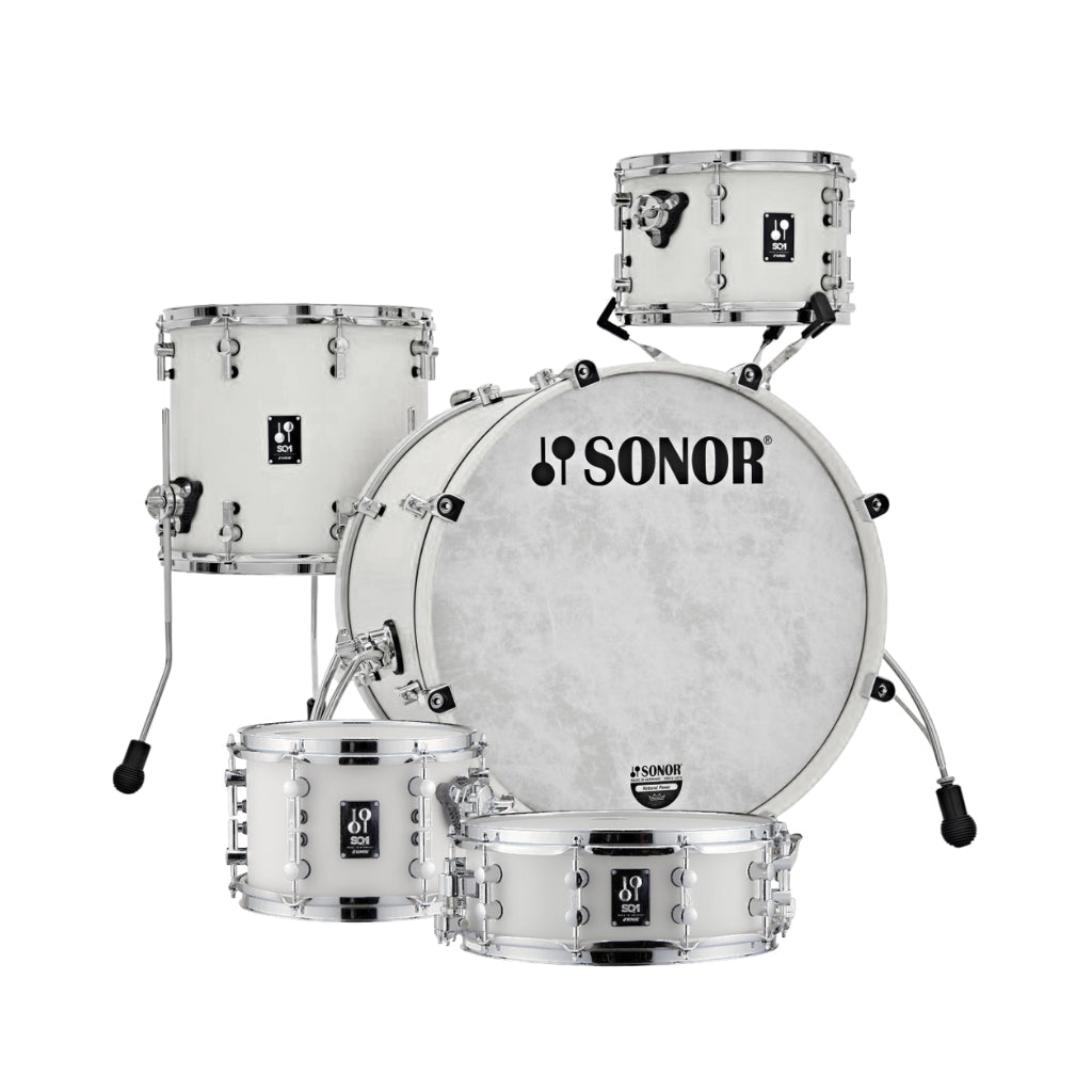 Sonor SQ1 20" 5-Piece Shell Pack (1007TT, 1208TT, 1413FT, 2016BD, 1405SD) - Satin Pure White Acoustic Drums Sky Music