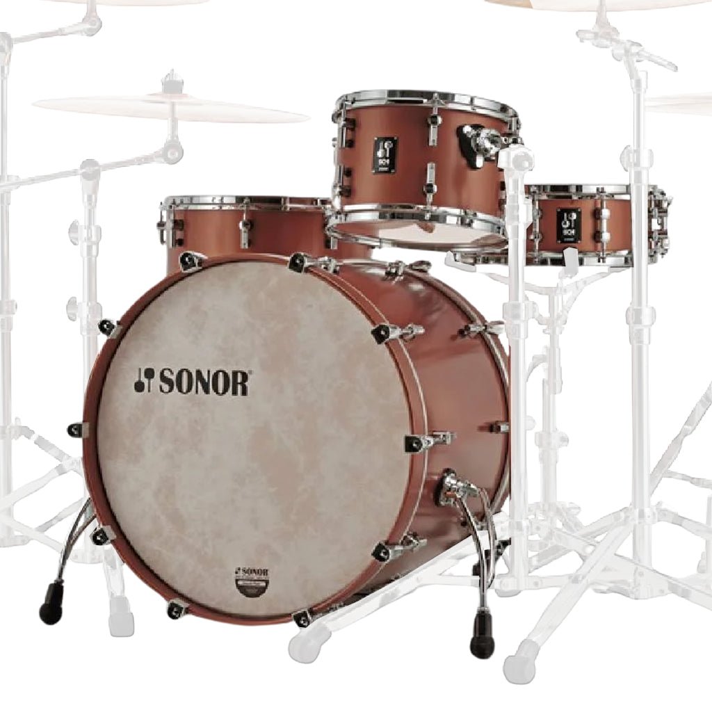 Sonor SQ1 Series (13" 16" 24" 14" Snare) 4-Piece Shell Pack - Satin Copper Brown Acoustic Drums Sky Music