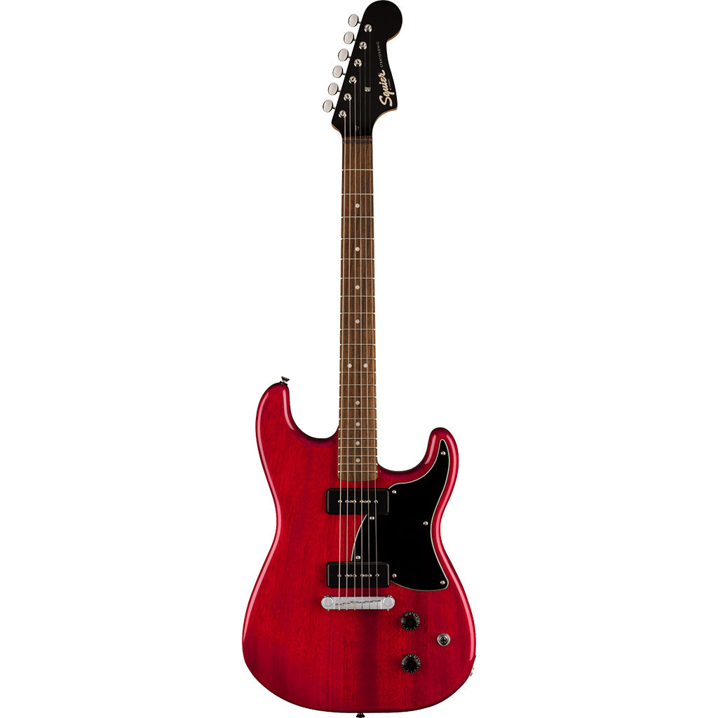 Squier Paranormal Strat-O-Sonic, Laurel Fingerboard, Black Pickguard, Crimson Red Transparent