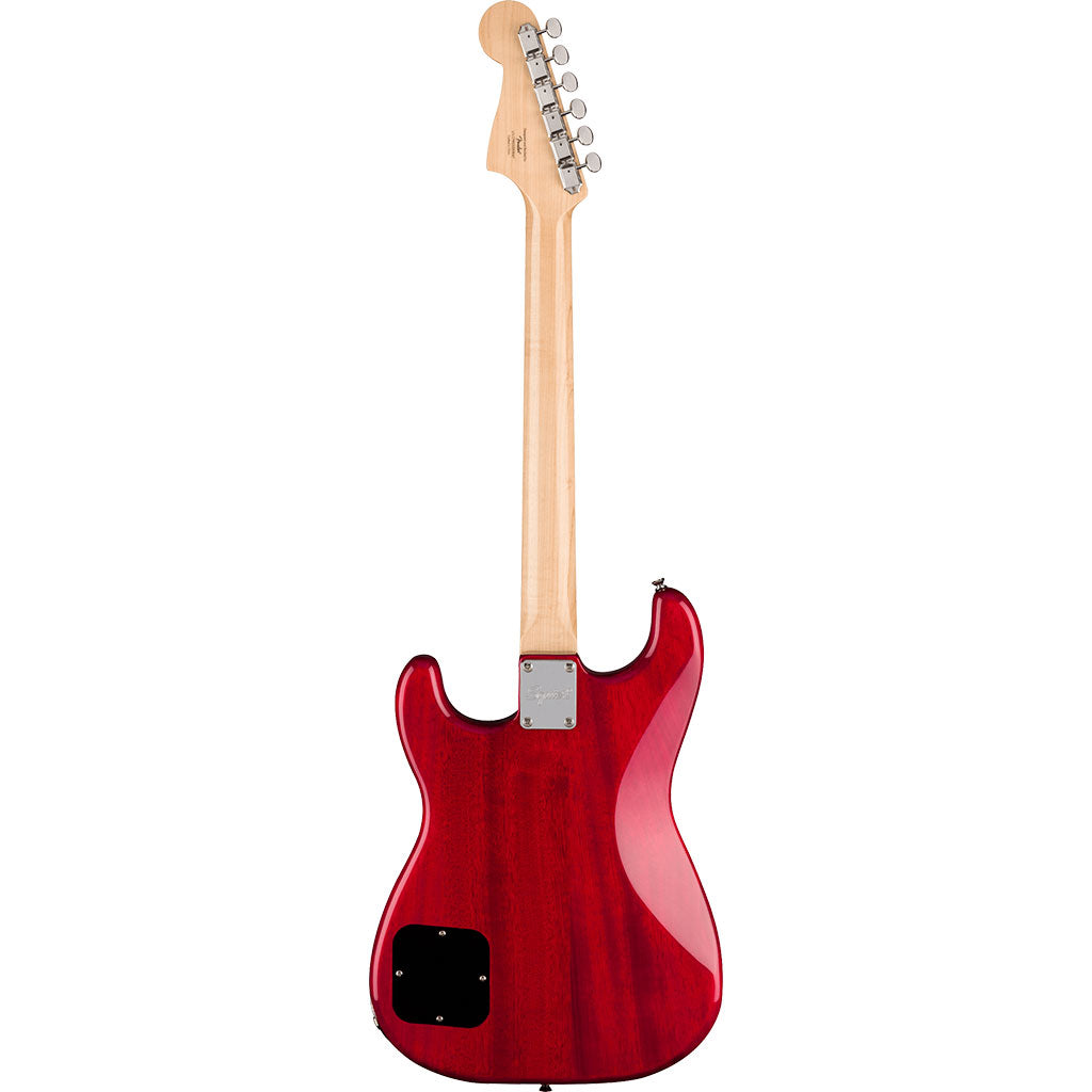 Squier Paranormal Strat-O-Sonic, Laurel Fingerboard, Black Pickguard, Crimson Red Transparent