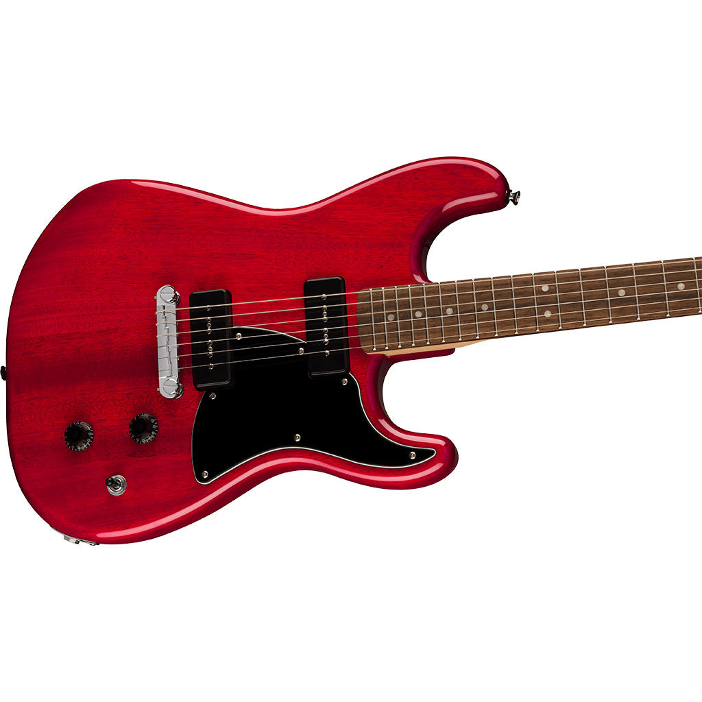 Squier Paranormal Strat-O-Sonic, Laurel Fingerboard, Black Pickguard, Crimson Red Transparent