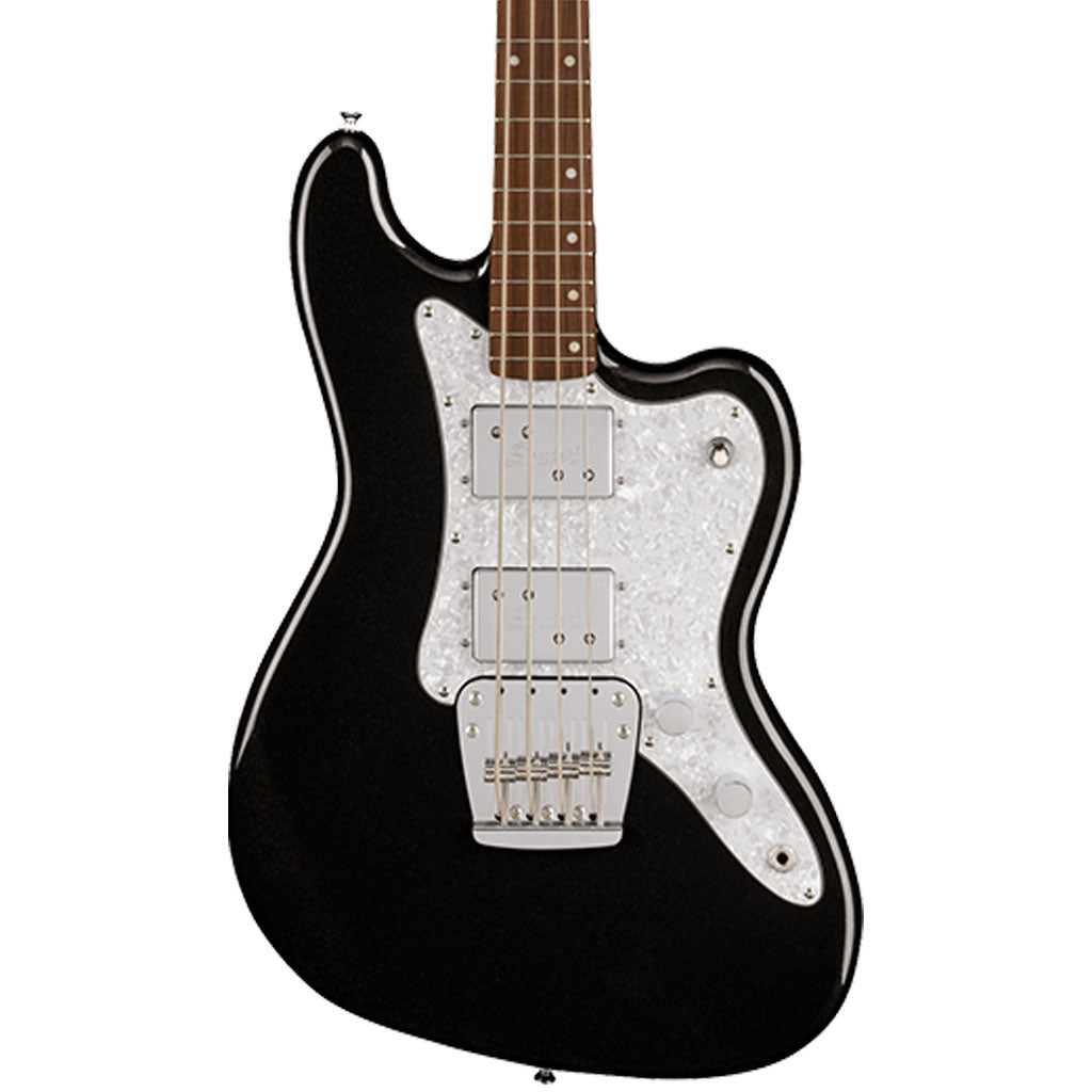 Squier Paranormal Rascal Bass HH, Laurel Fingerboard, White Pearloid Pickguard, Metallic Black