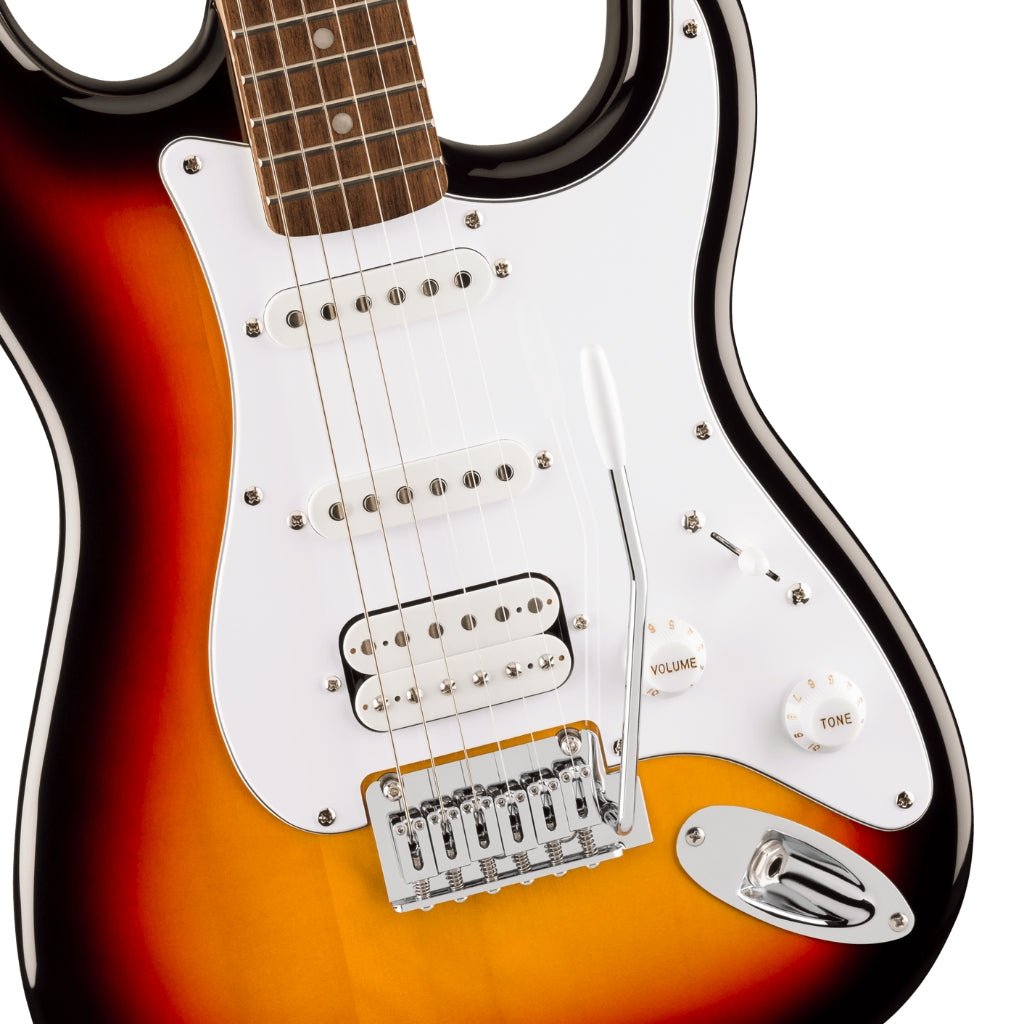 Squier Affinity Series Stratocaster Junior HSS Laurel Fingerboard with White Pickguard - 3 Colour Sunburst Electric Guitars Sky Music
