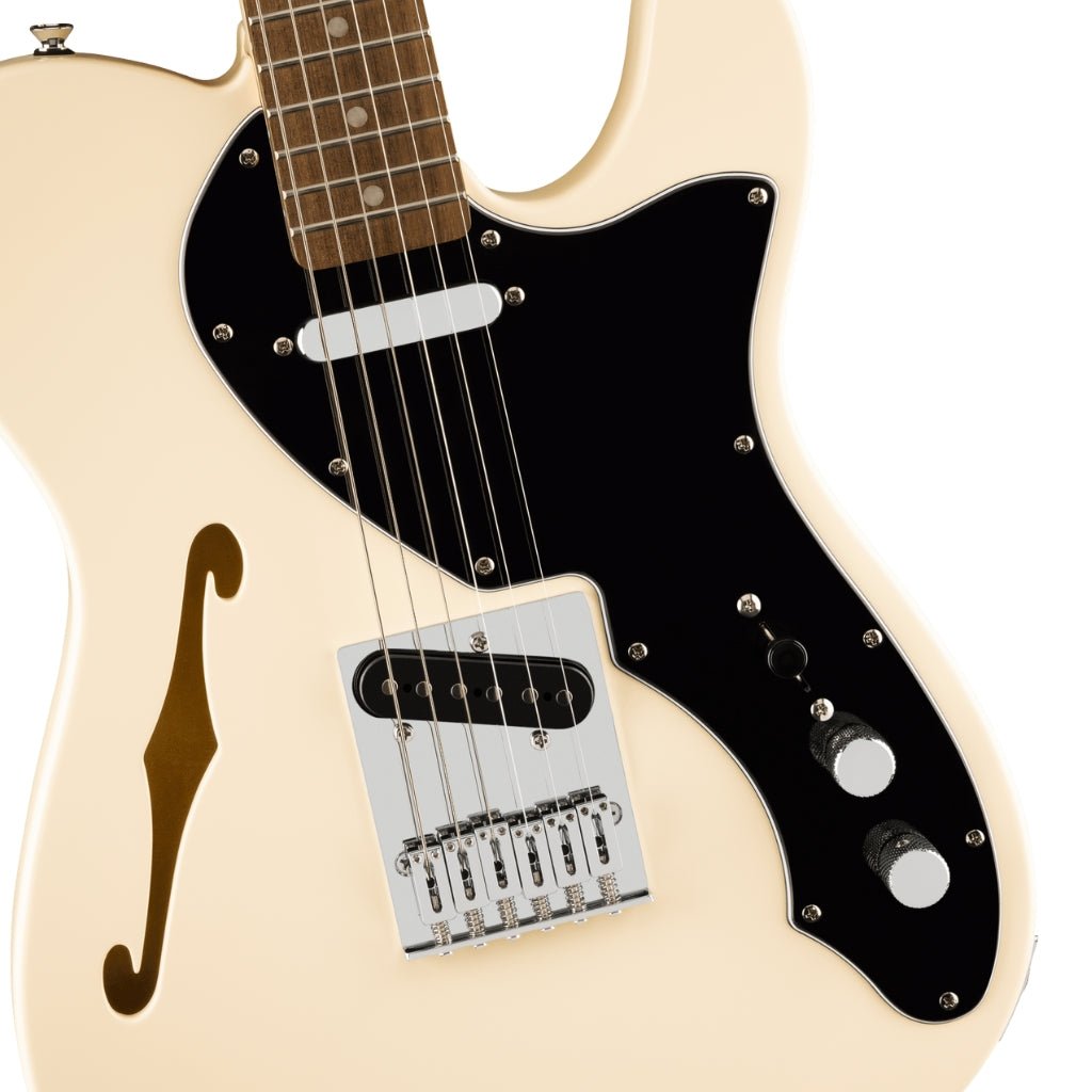 Squier Affinity Series Telecaster Thinline Laurel Fingerboard with Black Pickguard - Olympic White Electric Guitars Sky Music