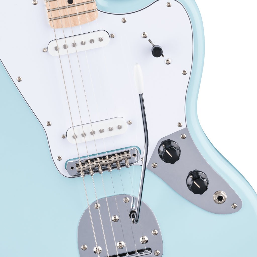 Squier FSR Affinity Limited Edition Jaguar Maple Neck w/White Pickguard - Daphne Blue Electric Guitars Sky Music