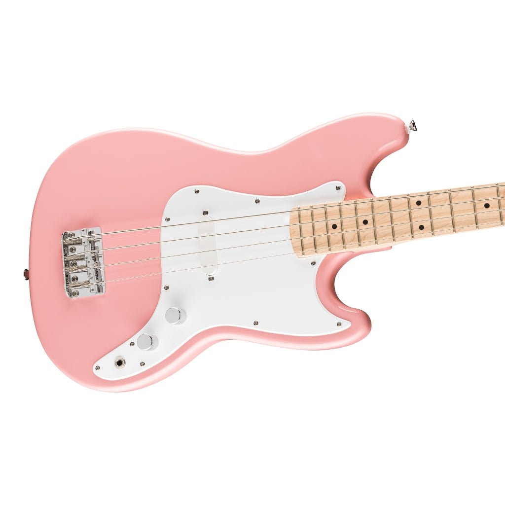 Squier FSR Sonic Bronco Bass - Shell Pink, Maple Fingerboard Bass Guitars Sky Music