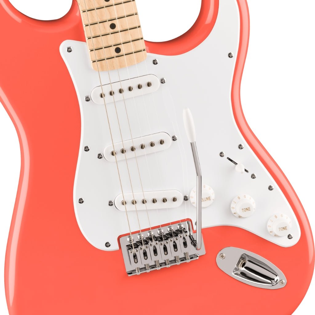 Squier FSR Squier Sonic Stratocaster - Tahitian Coral, Maple Fingerboard Electric Guitars Sky Music