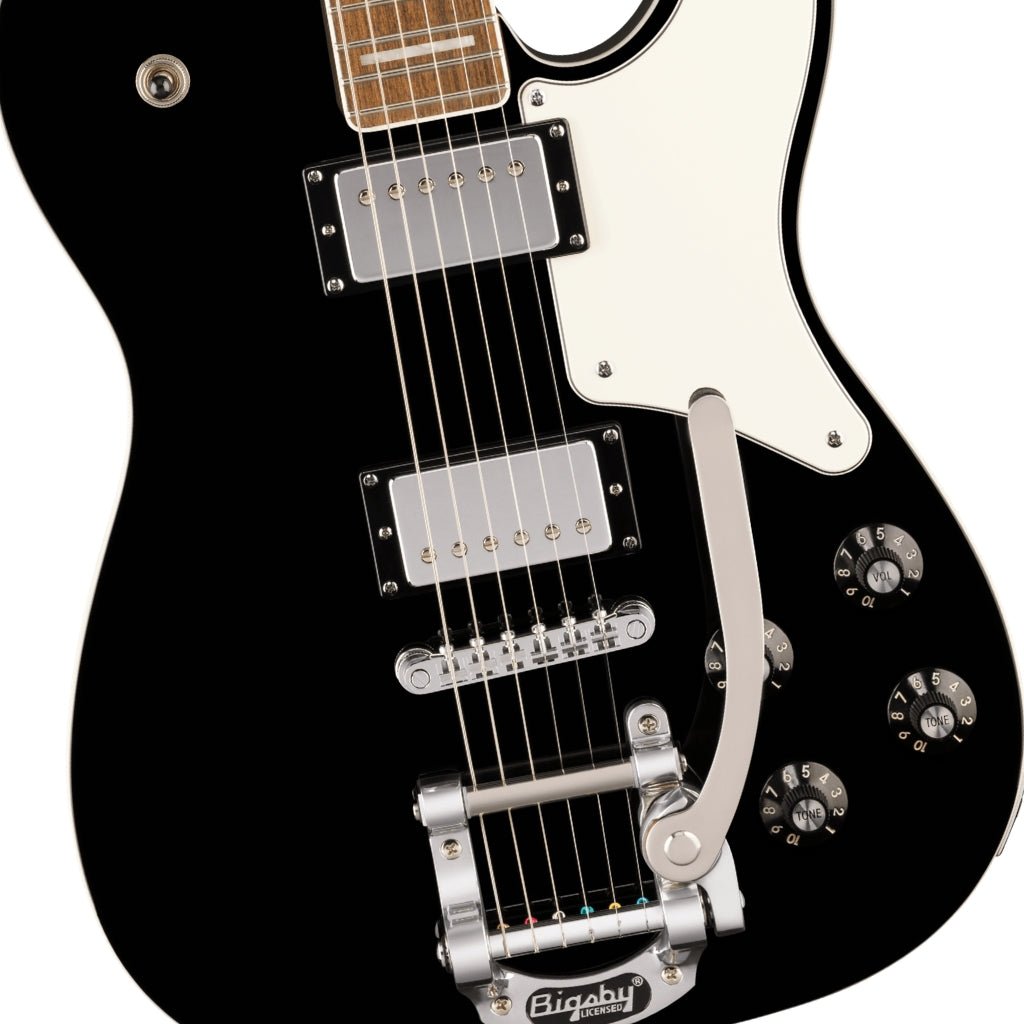 Squier Paranormal Troublemaker Telecaster Deluxe Bigsby Electric Guitar - Black, Laurel Fingerboard Electric Guitars Sky Music