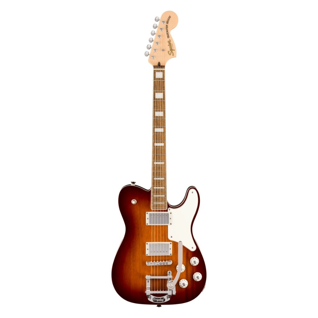 Squier Paranormal Troublemaker Telecaster Deluxe Bigsby Electric Guitar - Honey Sunburst, Laurel Fingerboard Electric Guitars Sky Music