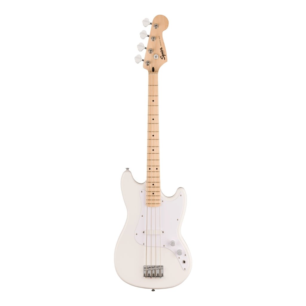 Squier Sonic Bronco Bass Guitar - Arctic White, Maple Fingerboard Bass Guitars Sky Music