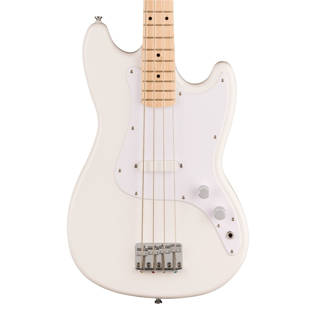 Squier Sonic Bronco Bass Guitar - Arctic White, Maple Fingerboard Bass Guitars Sky Music