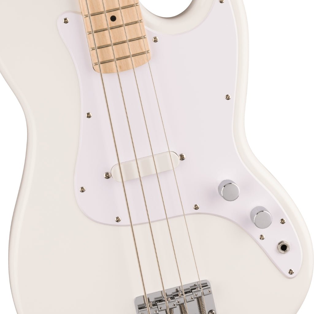 Squier Sonic Bronco Bass Guitar - Arctic White, Maple Fingerboard Bass Guitars Sky Music