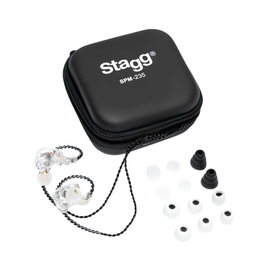 Stagg SPM-235 2 Driver High Resolution In-Ear Monitors - Transparent IEM Systems Sky Music