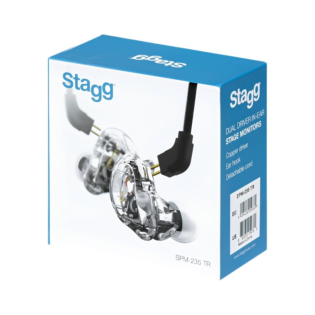 Stagg SPM-235 2 Driver High Resolution In-Ear Monitors - Transparent IEM Systems Sky Music