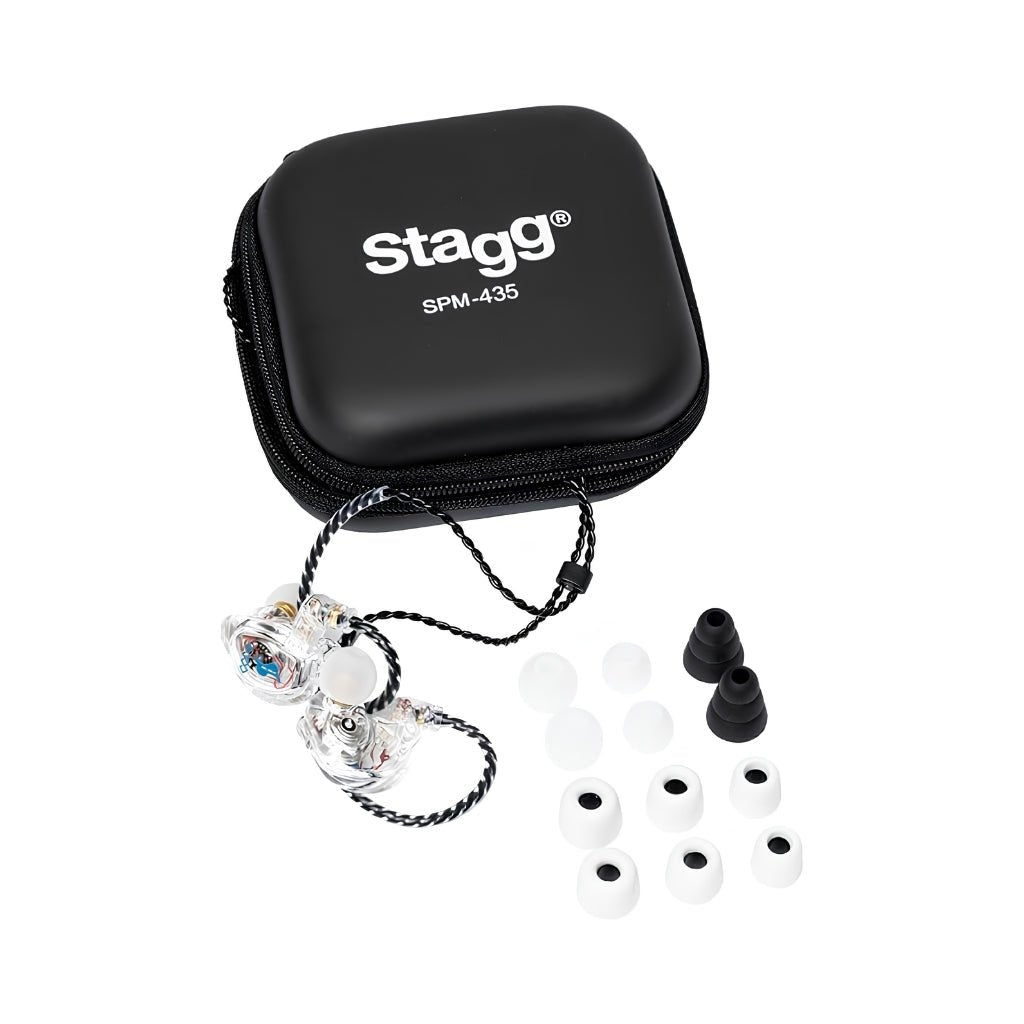 Stagg SPM-435 4 Driver High Resolution In-Ear Monitors - Transparent IEM Systems Sky Music