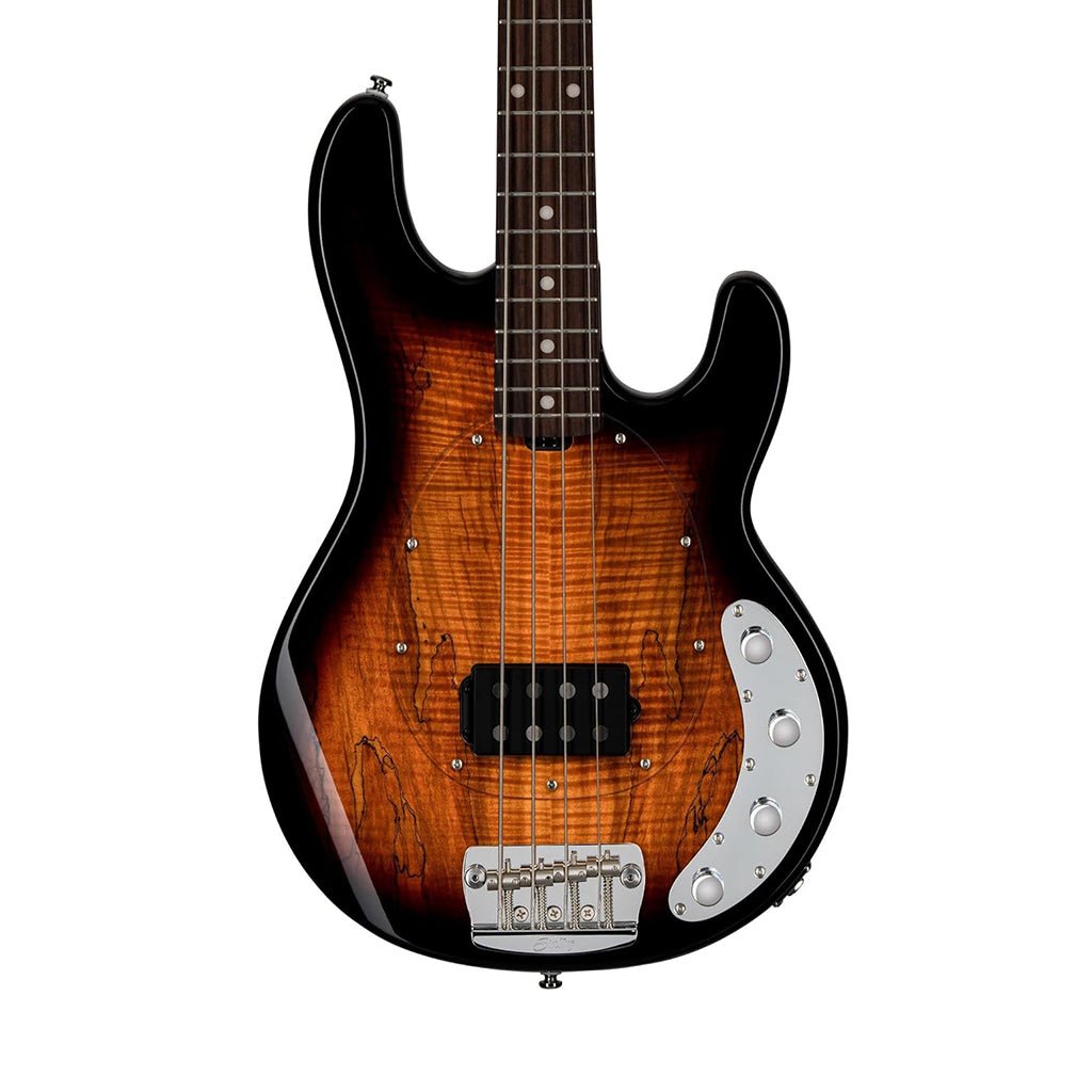 Sterling RAY34 Spalted Maple - 3-Tone Sunburst Bass Guitars Sky Music