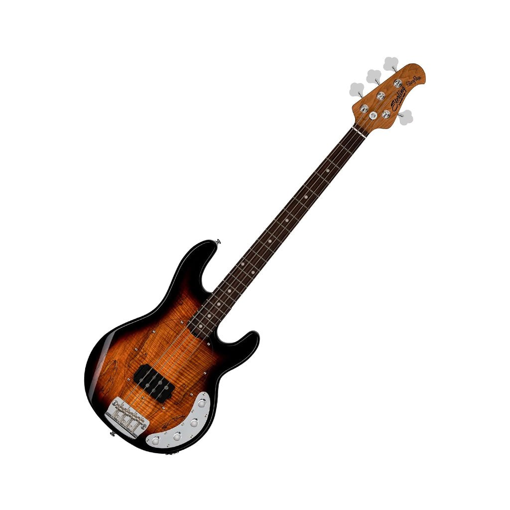Sterling RAY34 Spalted Maple - 3-Tone Sunburst Bass Guitars Sky Music
