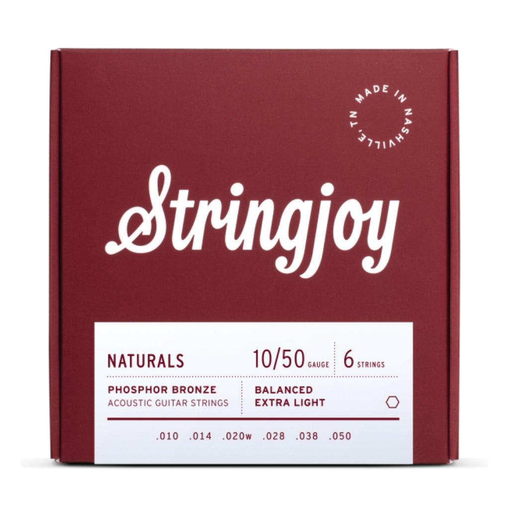 Stringjoy Naturals | Extra Light Gauge (10-50) Phosphor Bronze Acoustic Guitar Strings Guitar Strings Sky Music