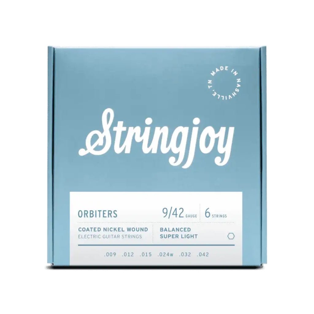 Stringjoy Orbiters Balanced Coated Nickel-wound Electric Guitar Strings - Super Light Gauge (.009 - .042) Fretted Instrument Strings Sky Music
