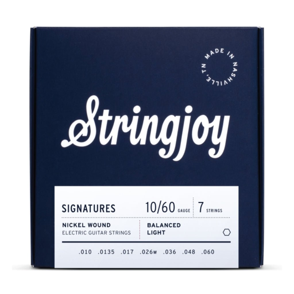 Stringjoy Signatures | 7 String Balanced Light Gauge (10-60) Nickel Wound Electric Guitar Strings Guitar Strings Sky Music