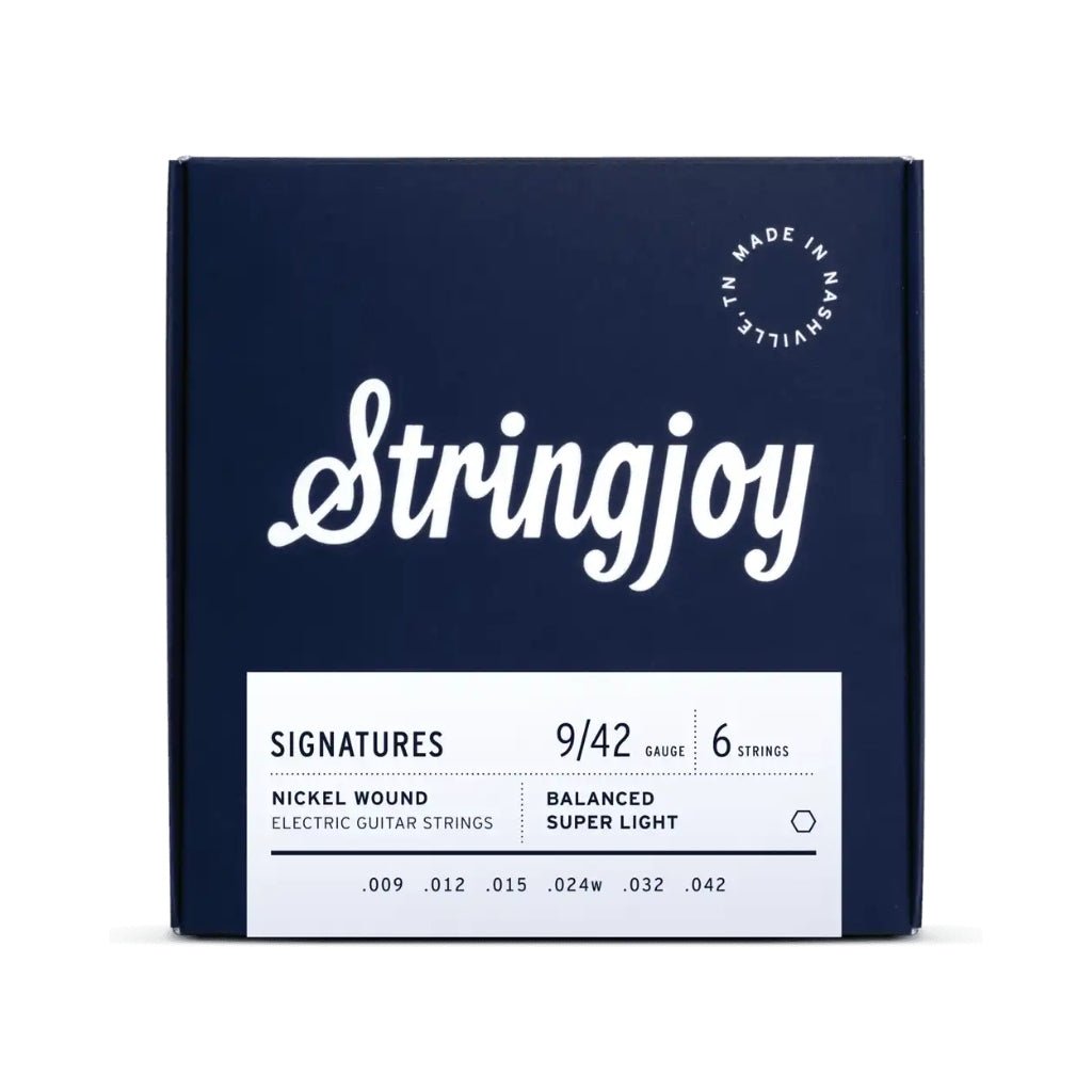 Stringjoy Signatures Nickel-wound Balanced Electric Guitar Strings - .009 - .042 Super Light Fretted Instrument Strings Sky Music