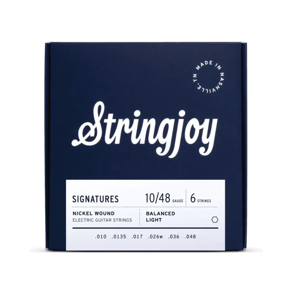 Stringjoy Signatures Nickel-Wound Balanced Electric Guitar Strings - .010 -.048 Light Fretted Instrument Strings Sky Music