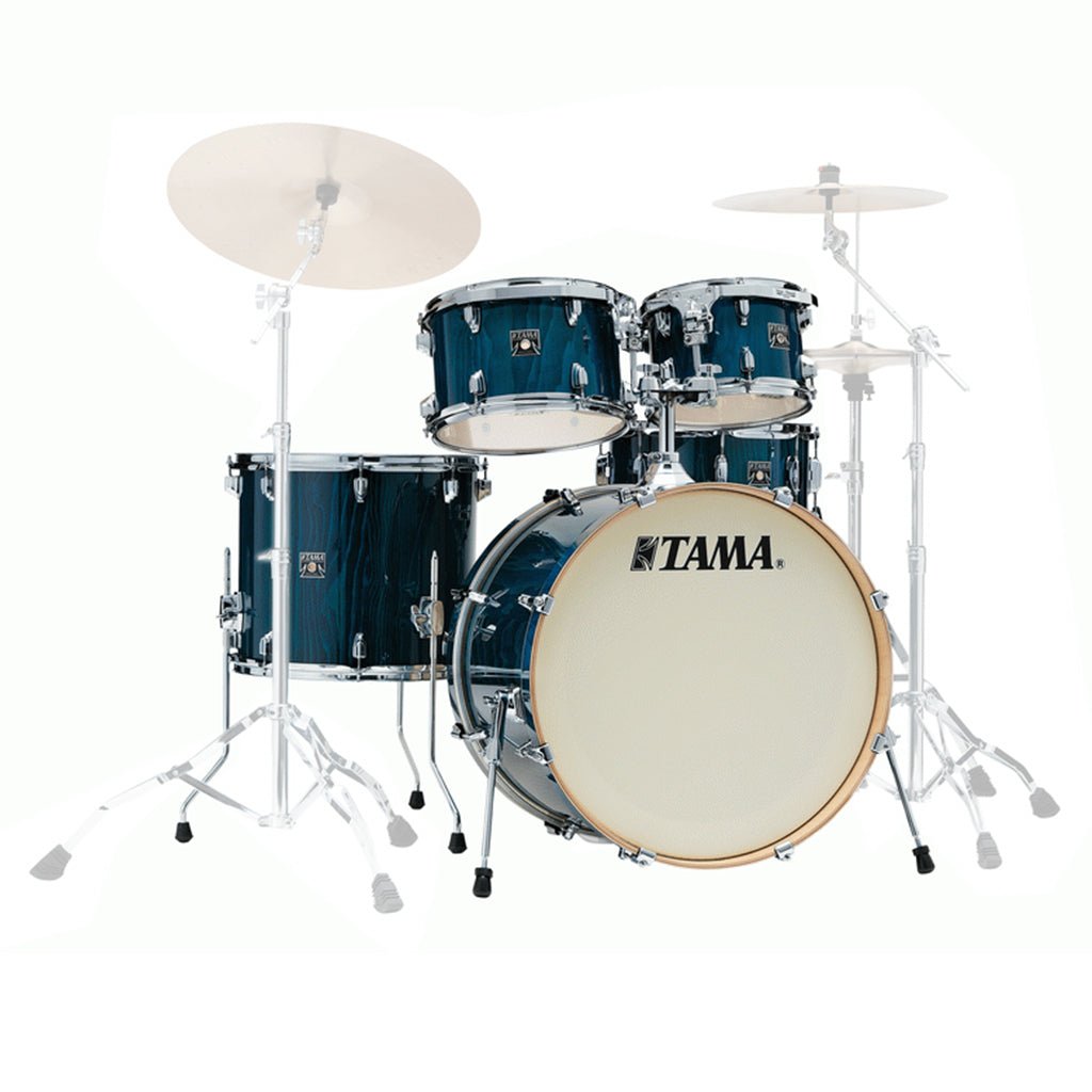 Tama CL52KRSP Superstar Classic 5-Piece Shell Pack with 22" Bass Drum - Gloss Sapphire Lacebark Pine Acoustic Drums Sky Music