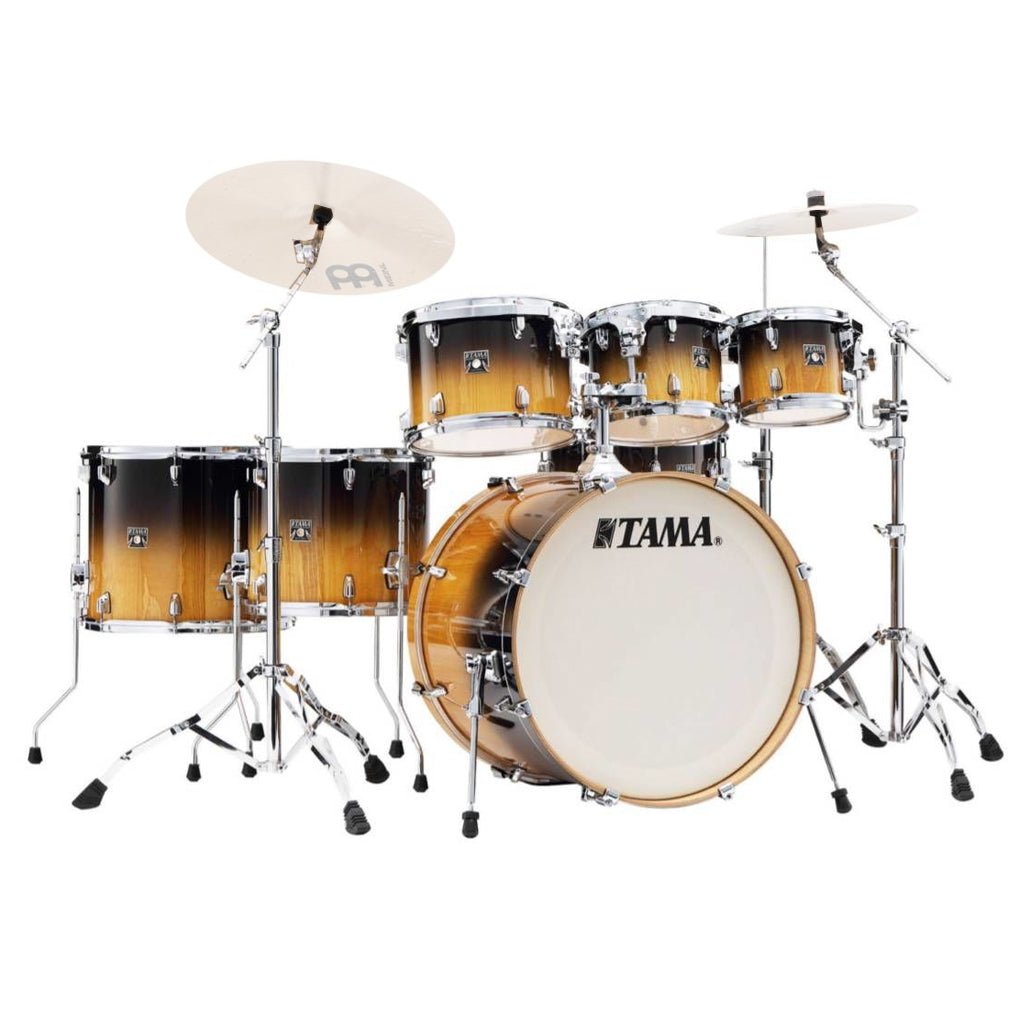 Tama CL72S Superstar Classic 7-Piece Shell Pack with 22" Bass Drum and SM5W Hardware - Gloss Lacebark Pine Fade Acoustic Drums Sky Music