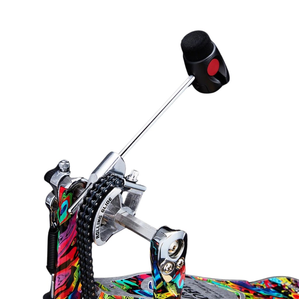 Tama HP900PM 50th Anniversary Limited Edition Iron Cobra Power Glide Single Pedal - Marble Psychedelic Rainbow Drum Hardware Sky Music