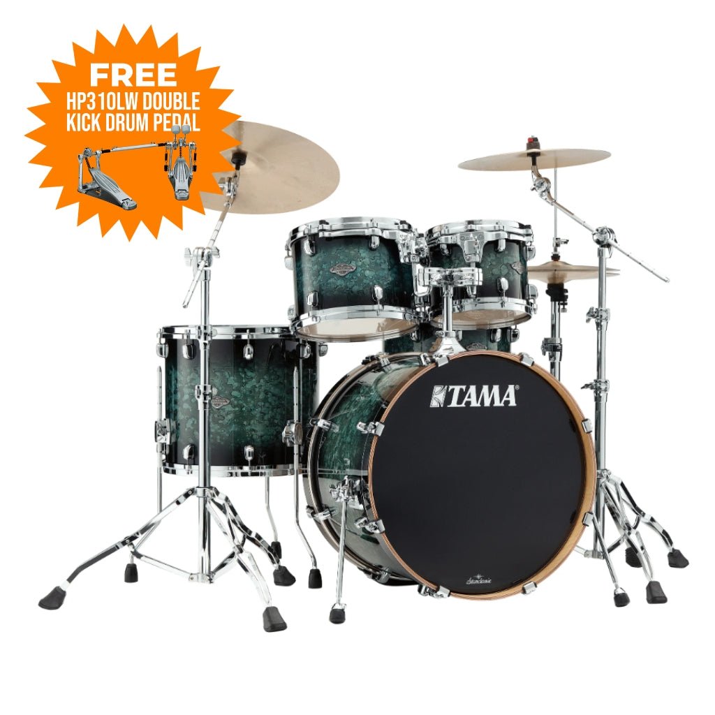 TAMA MBS42S MSL Starclassic Performer 4-Piece Shell Pack - Molten Steel Blue Burst with FREE HP310LW Double Kick Drum Pedal Acoustic Drums Sky Music
