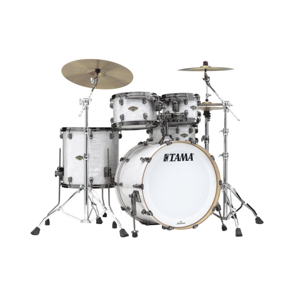 TAMA Starclassic Walnut Birch 4-Piece Shell Pack - White Pearl, Black Nickel Shell Hardware Acoustic Drums Sky Music