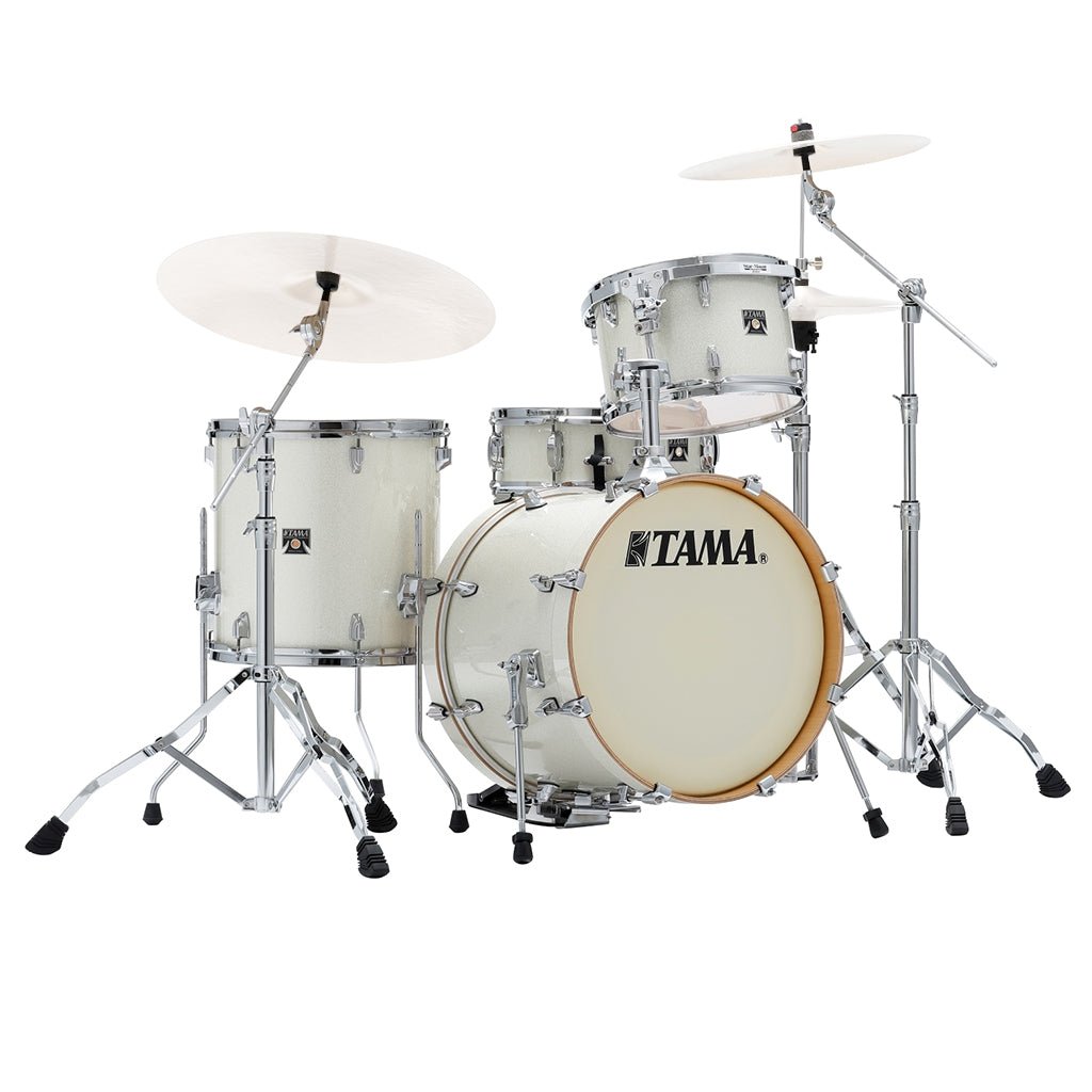 Tama Superstar Classic 4-Piece Shell Pack with 18" Bass Drum and SM5W Hardware Pack Included - Vintage White Sparkle Acoustic Drums Sky Music