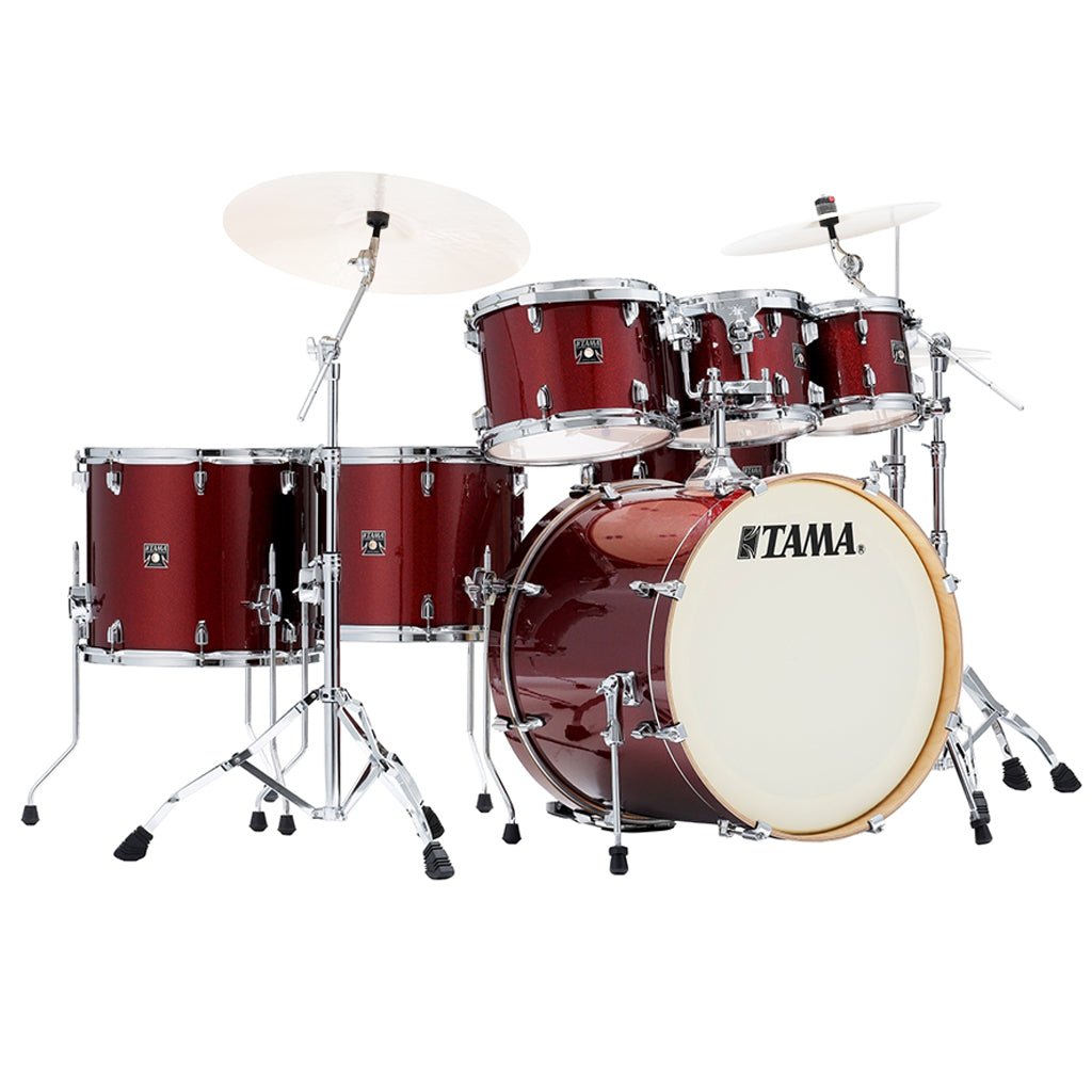 Tama Superstar Classic 7-Piece Shell Pack with 22" Bass Drum and SM5W Hardware Pack Included - Dark Red Sparkle Acoustic Drums Sky Music