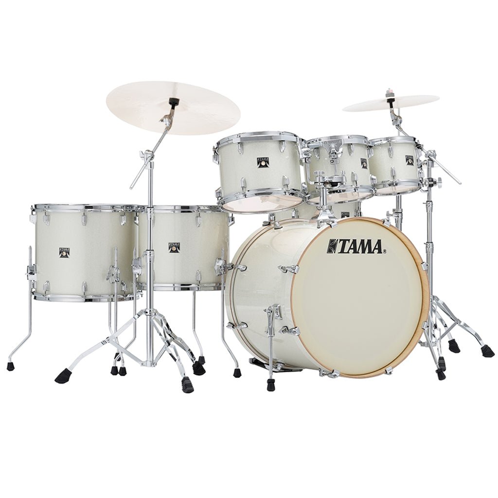 Tama Superstar Classic 7-Piece Shell Pack with 22" Bass Drum and SM5W Hardware Pack Included - Vintage White Sparkle Acoustic Drums Sky Music