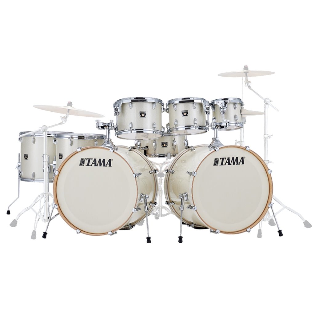 Tama Superstar Classic 8-Piece Shell Pack with Double 22" Bass Drums - Vintage White Sparkle Acoustic Drums Sky Music