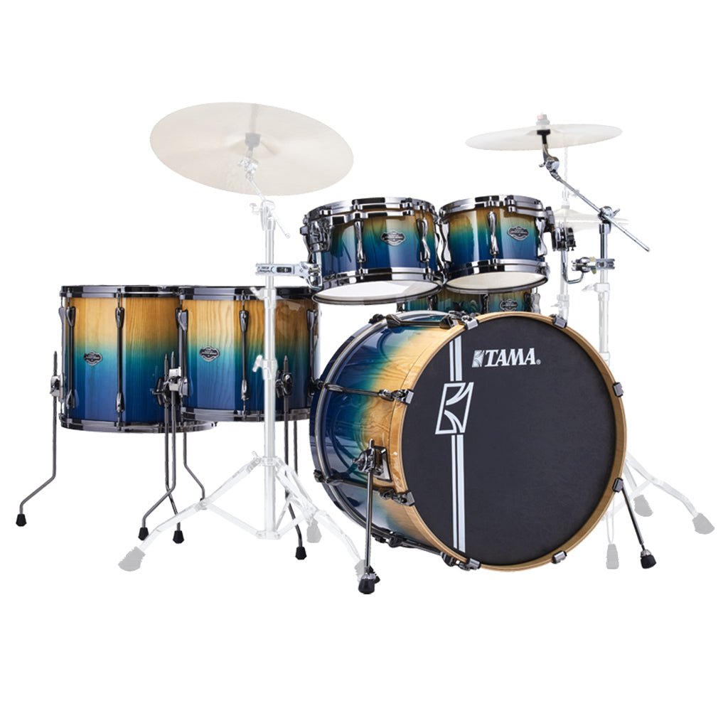 Tama Superstar Hyper-Drive Maple 6-Piece Shell Pack with 22" Bass Drum - Sapphire Fade Lacebark Pine Acoustic Drums Sky Music