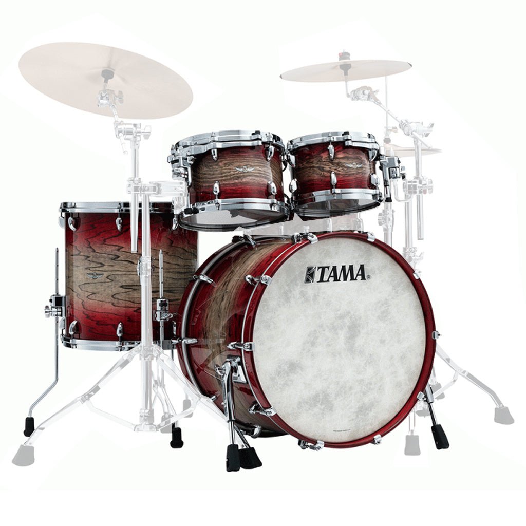 Tama TW42RZSA Star Walnut 4-Piece Shell Pack with 22" Bass Drum - Garnet Japanese Sen Burst (No Hardware Included) Acoustic Drums Sky Music