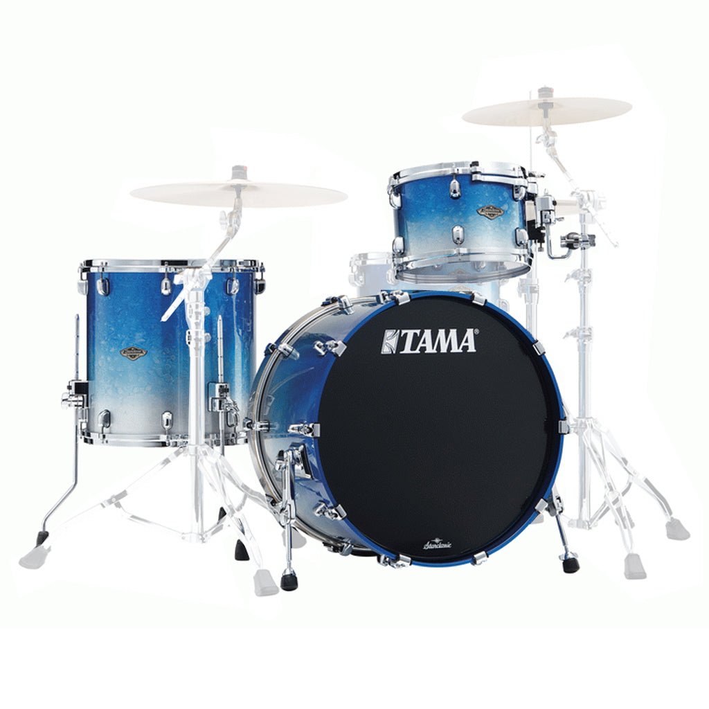 Tama WBS32RZS Starclassic Walnut/Birch 3-Piece Shell Pack with 22" Bass Drum - Molten Blue Ice Fade Acoustic Drums Sky Music