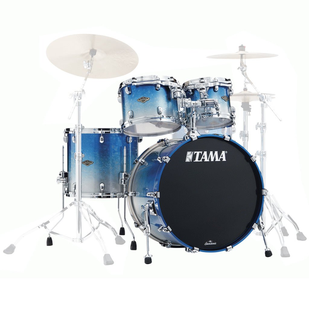 Tama WBS42S Starclassic Walnut/Birch 4-Piece Shell Pack with 22" Bass Drum - Molten Blue Ice Fade Acoustic Drums Sky Music