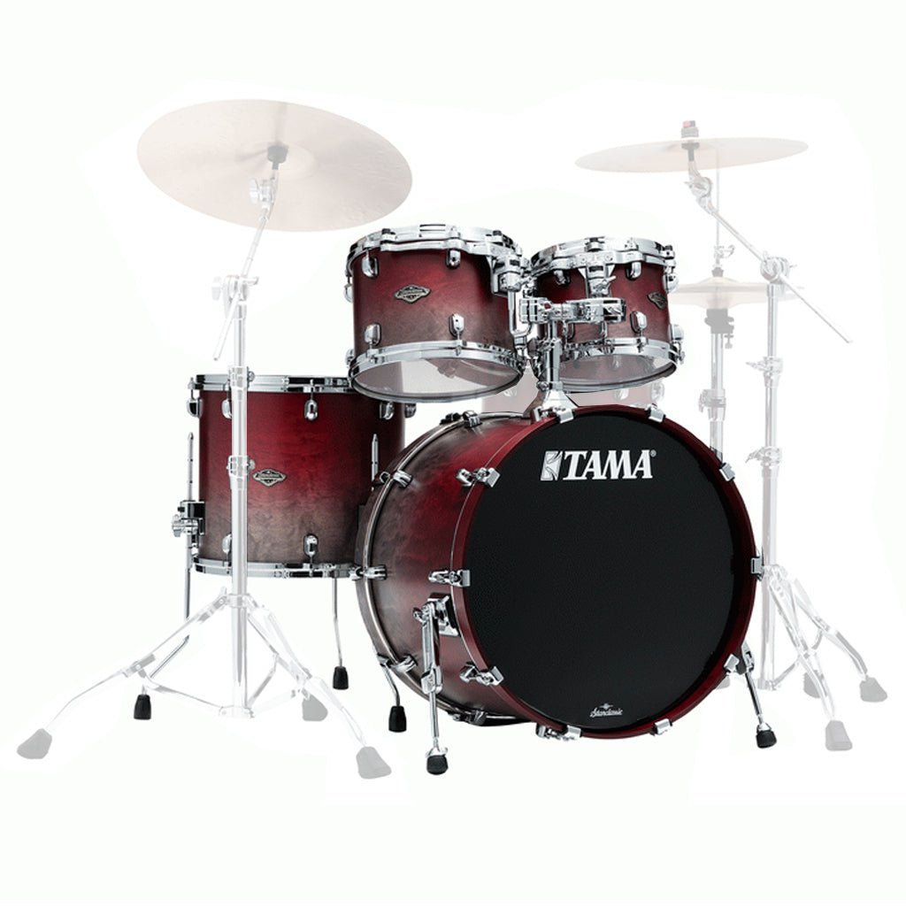 Tama WBS42S Starclassic Walnut/Birch 4-Piece Shell Pack with 22" Bass Drum - Satin Burgundy Fade (No Hardware Included) Acoustic Drums Sky Music