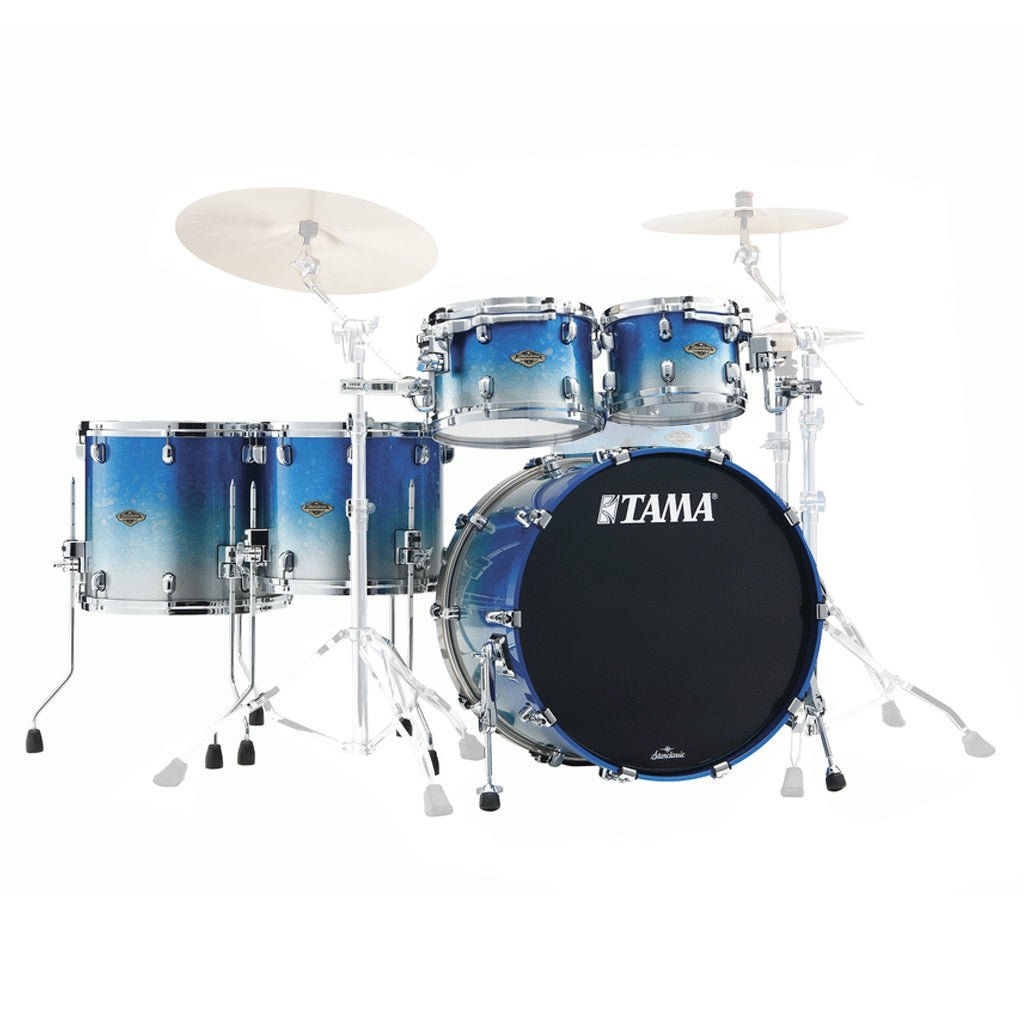 Tama WBS52RZS Starclassic Walnut/Birch 5-Piece Shell Pack with 22" Bass Drum - Molten Blue Ice Fade Acoustic Drums Sky Music