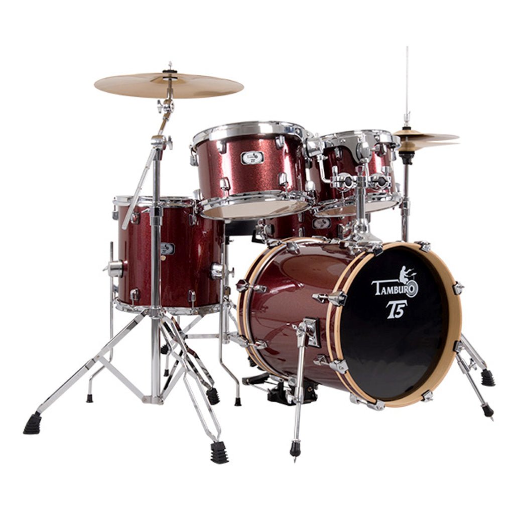 Tamburo TB5 Jungle Set w/Hardware and Cymbals - Red Glitter Acoustic Drums Sky Music