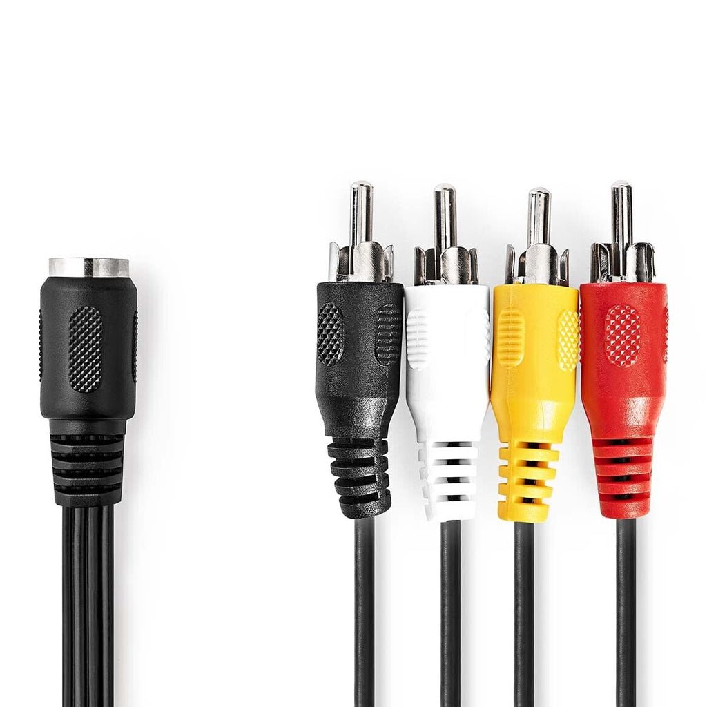 UXL 2 Meter 5-Pin DIN to 4-Male RCA Plugs Moulded Cables Sky Music