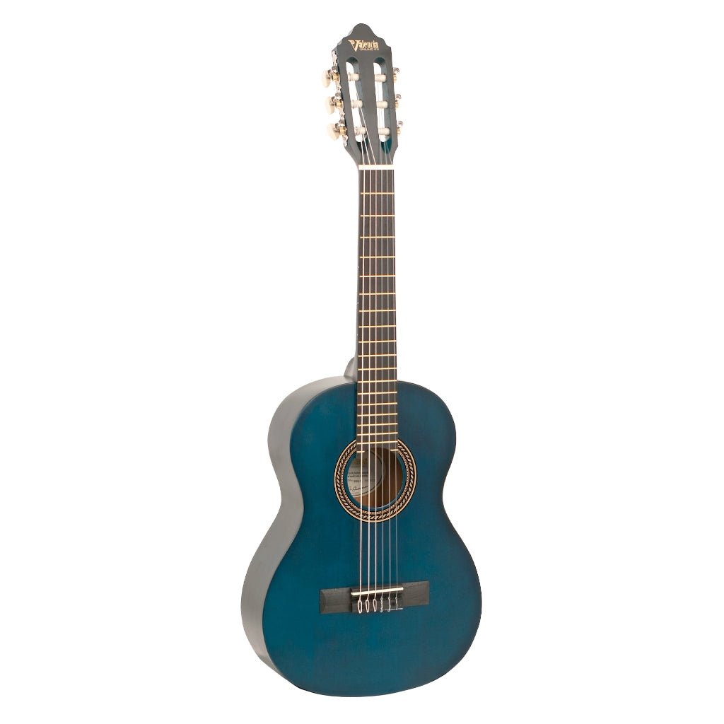 Valencia - 200 Series 1/2 Size Classical Guitar - Transparent Blue Classical Guitars Sky Music