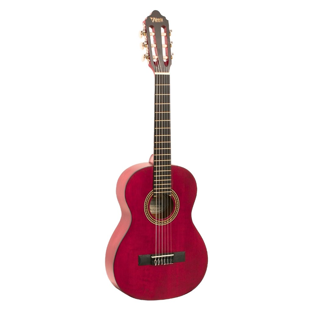 Valencia 200 Series 1/2 Size Classical Guitar, Transparent Wine Red Classical Guitars Sky Music