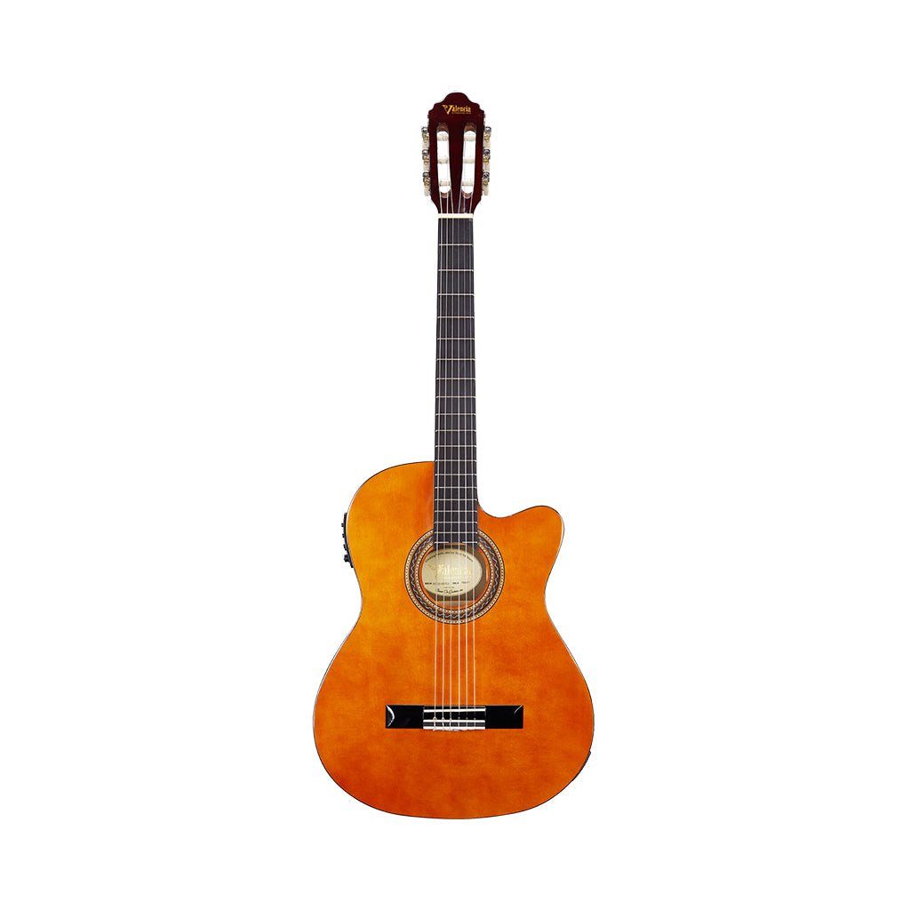 Valencia VC104HTCE Hybrid Neck Thin Body Classical/Electric Guitar - Natural Classical Guitars Sky Music
