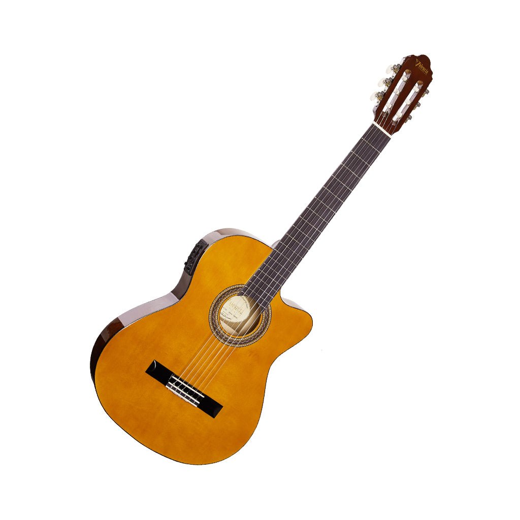 Valencia VC104HTCE Hybrid Neck Thin Body Classical/Electric Guitar - Natural Classical Guitars Sky Music